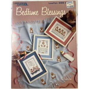 Leisure Arts Bedtime Blessings Cross Stitch Leaflet 899 Teddy Bears Angels